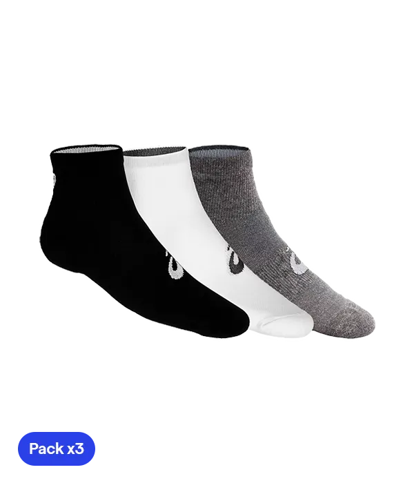 Socks Asics Quarter (Pack x 3) White / Negro / Gris