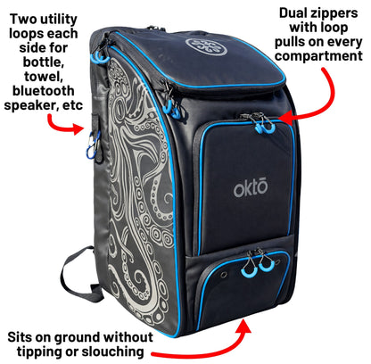 Oktō Pro Elite Paddle Sports Backpack | Black & Blue