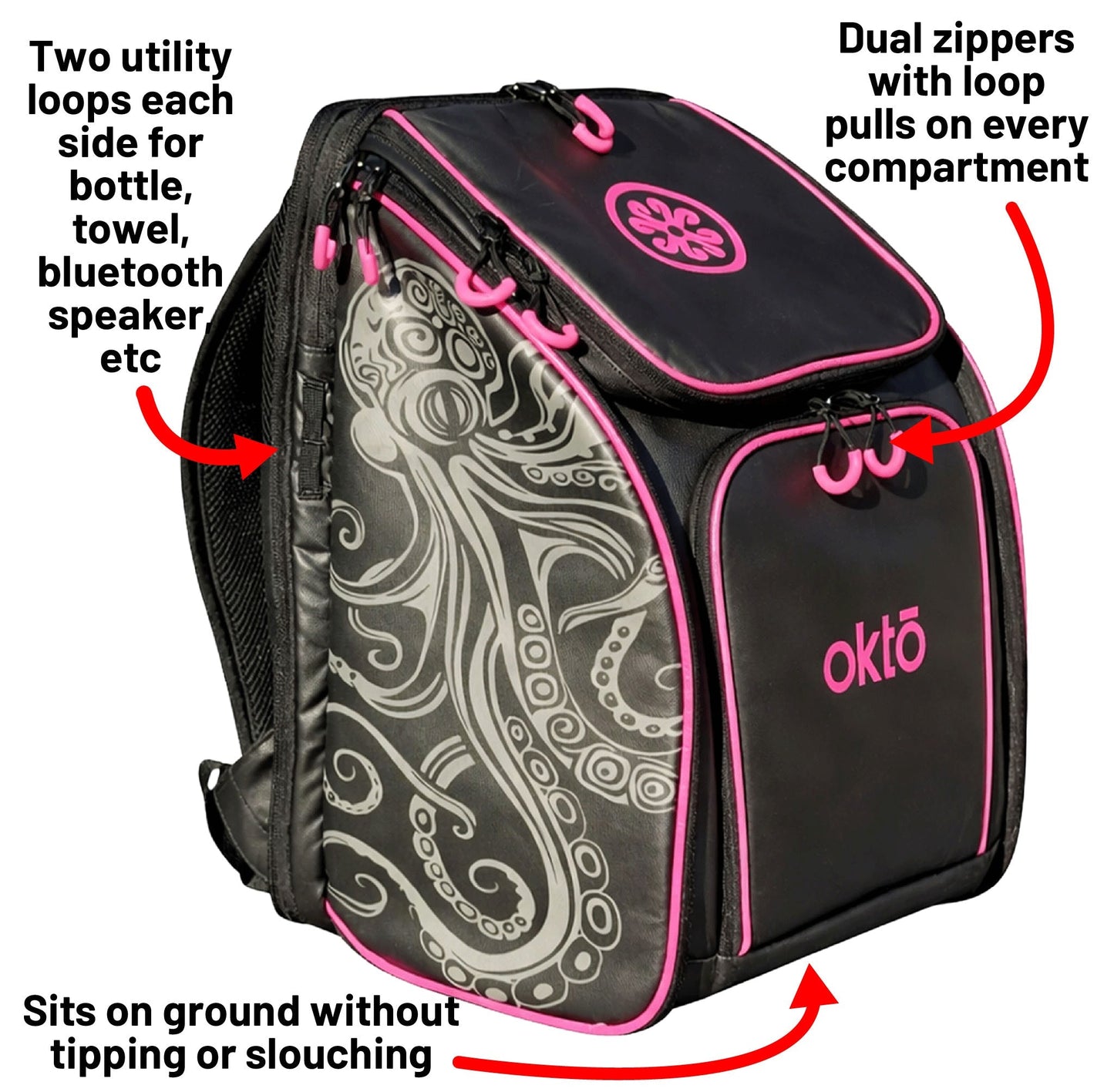 Oktō Rec Lite Paddle Sports Backpack | Black & Pink