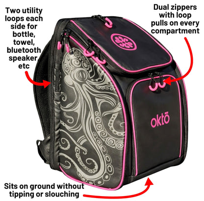 Oktō Rec Lite Paddle Sports Backpack | Black & Pink