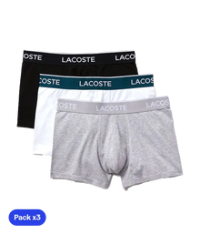 Calzoncillos Lacoste Algodón Blanco/Gris/Negro 2025 (Pack x3)