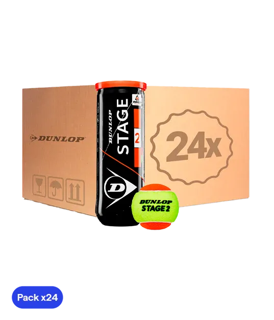 Box Balls  Dunlop Stage 2 Amarillo/Naranja Tenis (Pack x24)