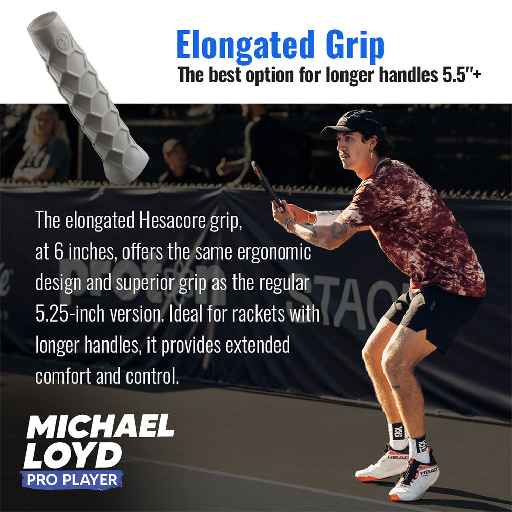 Hesacore Pickleball Elongated Grip - 6 Inches Long - Regular Feel - White