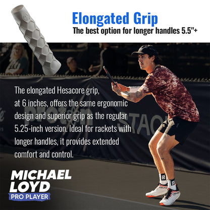 Hesacore Pickleball Elongated Grip - 6 Inches Long - Regular Feel - White