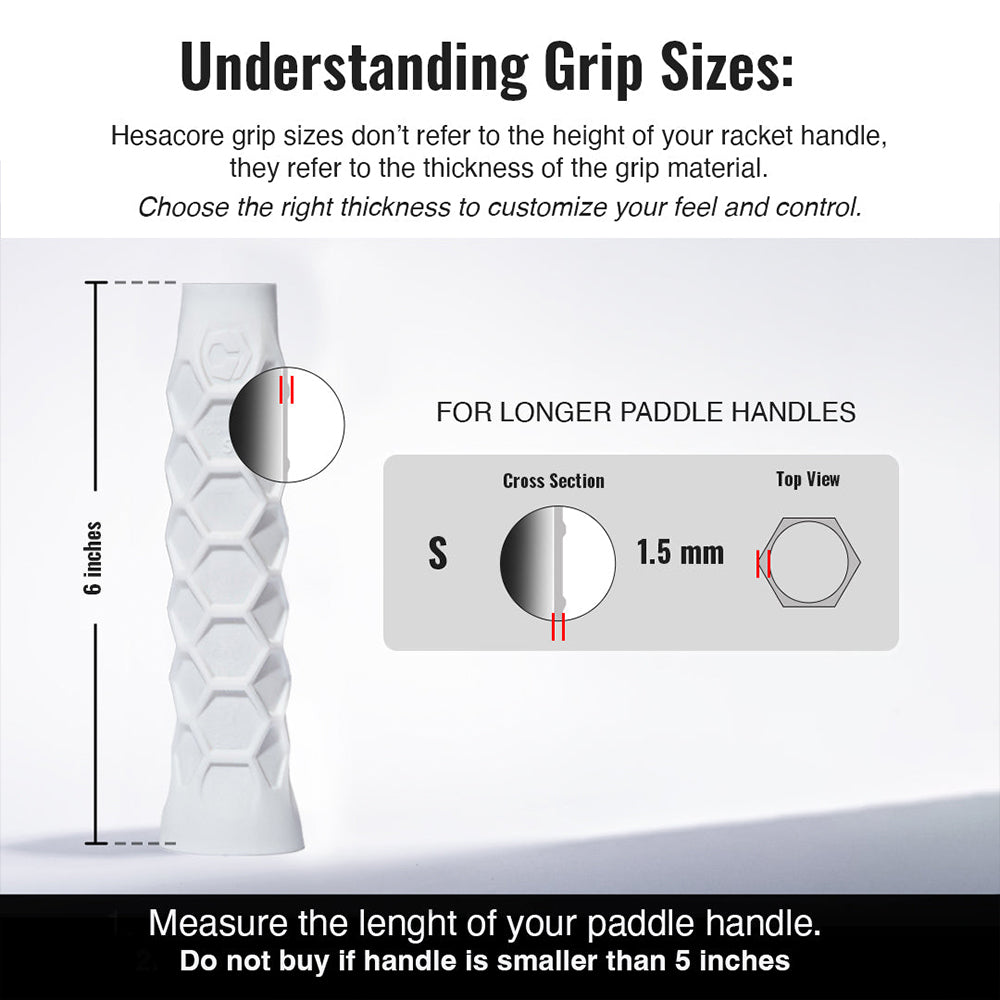 Hesacore Pickleball Elongated Grip - 6 Inches Long - Regular Feel - White