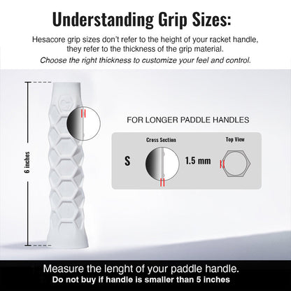Hesacore Pickleball Elongated Grip - 6 Inches Long - Regular Feel - White