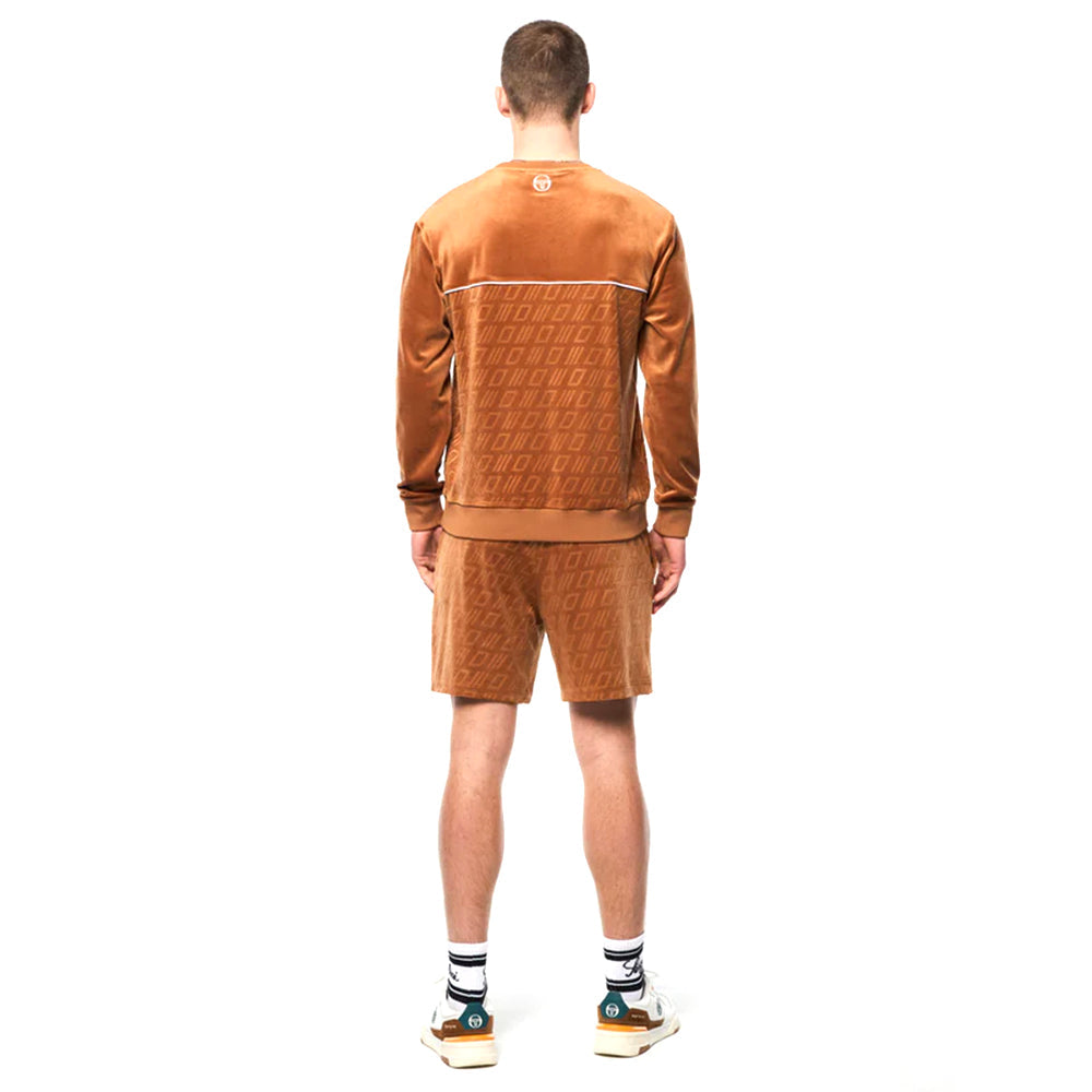 Sergio Tacchini Bandiera Debossed Velour Crewneck | Sugar Almond