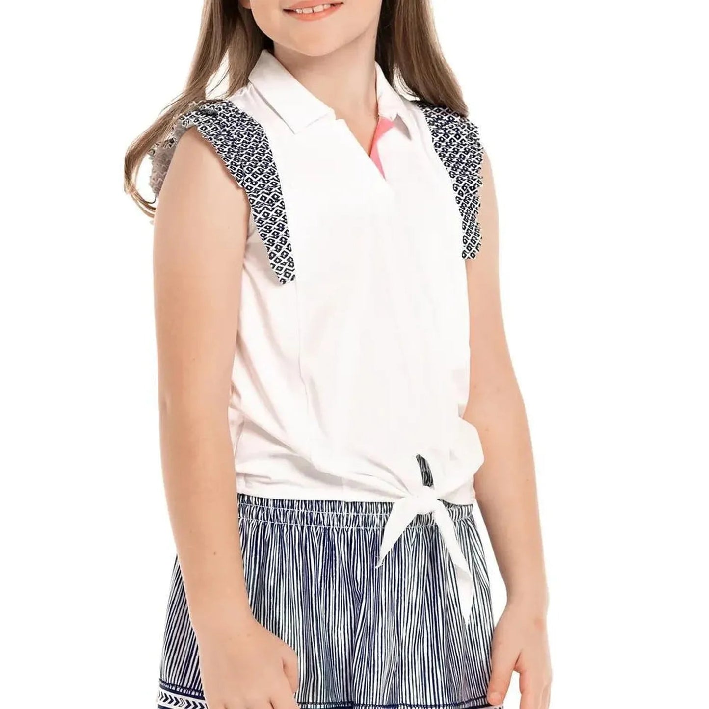 Girls' Bandelier Tie Tennis Polo WhiteTienda Tennis