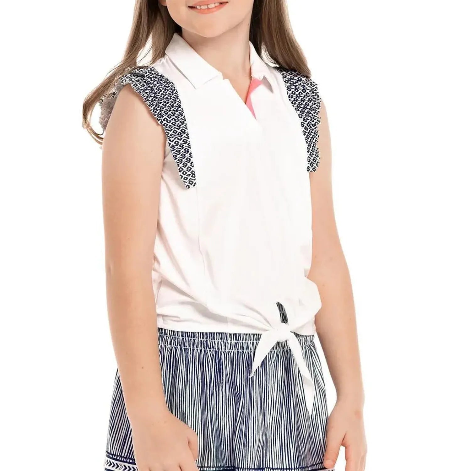 Girls' Bandelier Tie Tennis Polo WhiteTienda Tennis