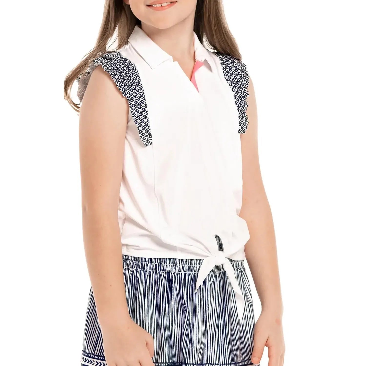Girls' Bandelier Tie Tennis Polo WhiteTienda Tennis