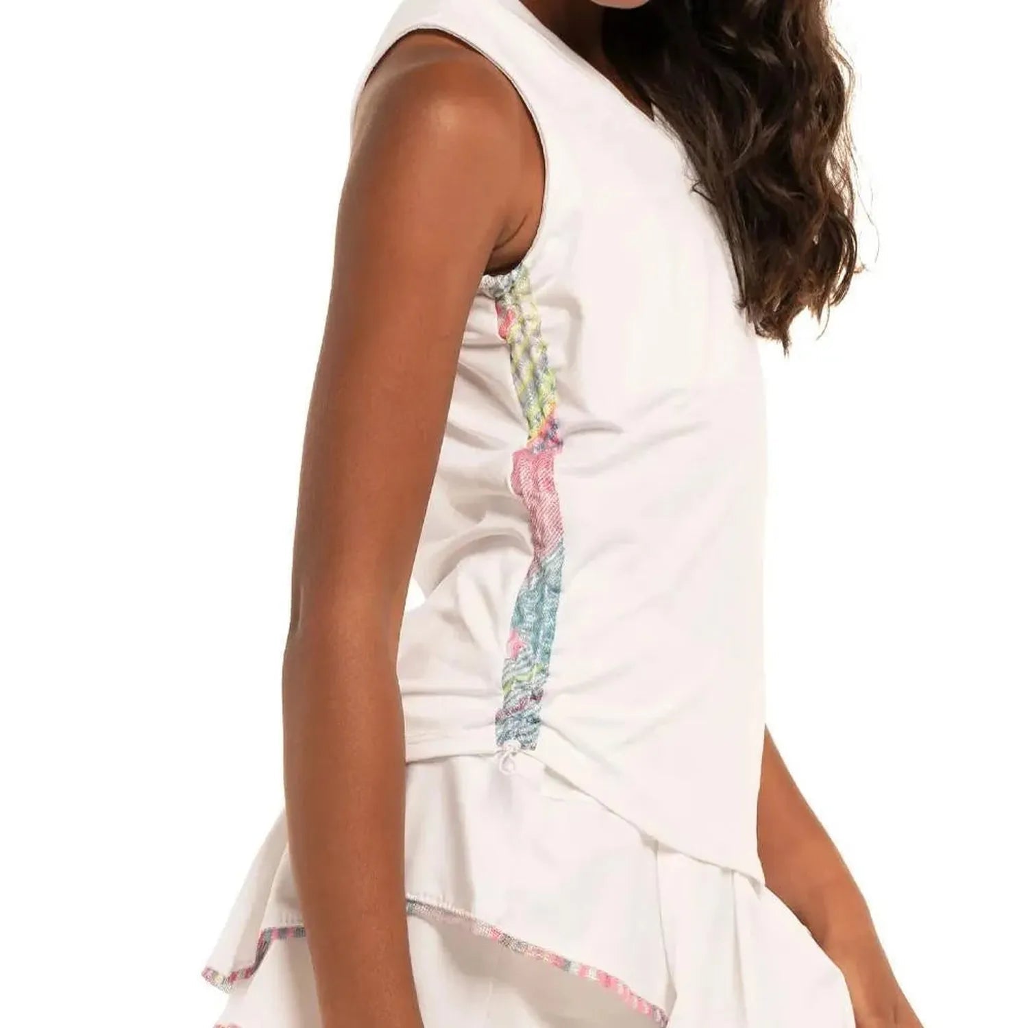 Girls' Have No Sheer Ruche Tennis Tank WhiteTienda Tennis