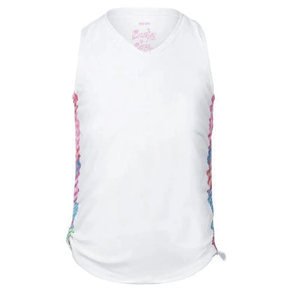 Girls' Have No Sheer Ruche Tennis Tank WhiteTienda Tennis