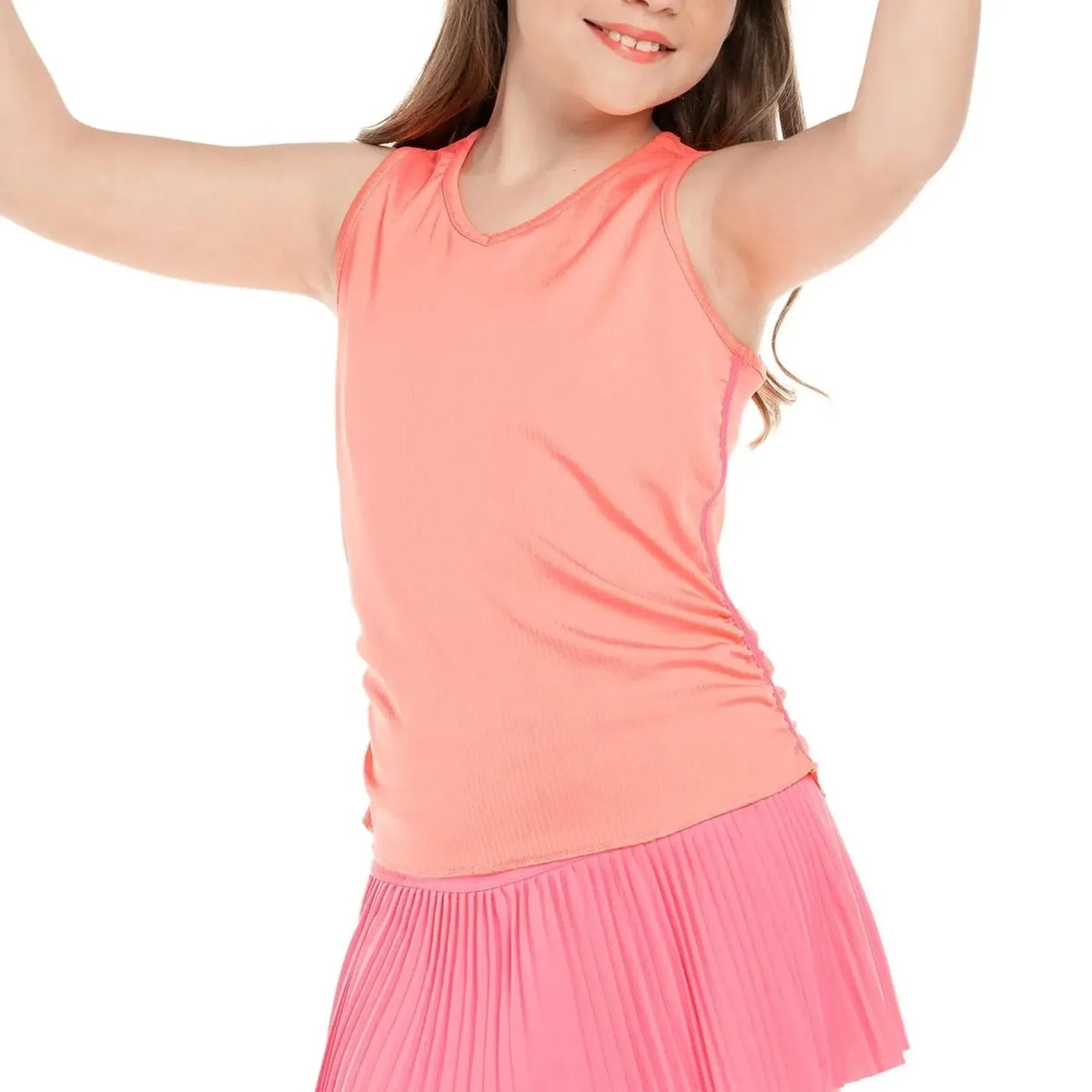 Girls' Lightweight Rib Tennis Tank FlamingoTienda Tennis