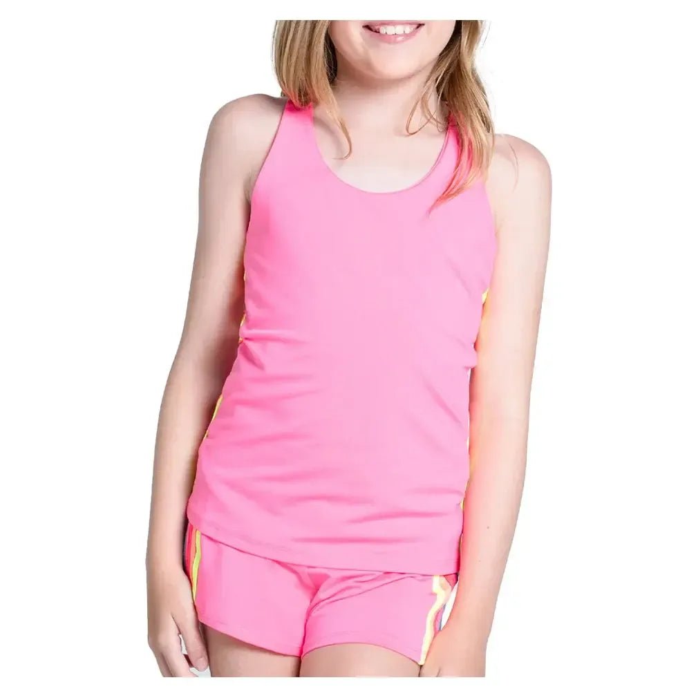 Girls' Prisma Stripe Tennis Tank PinkTienda Tennis