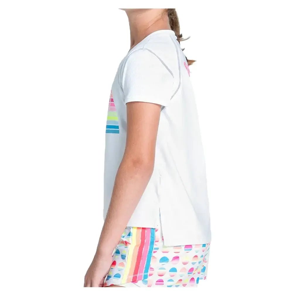 Girls' Retro Sunset Short Sleeve Tennis Top WhiteTienda Tennis