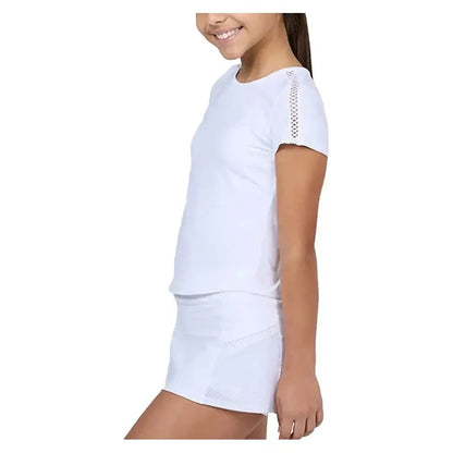 Girls' Short Sleeve Tennis Top WhiteTienda Tennis