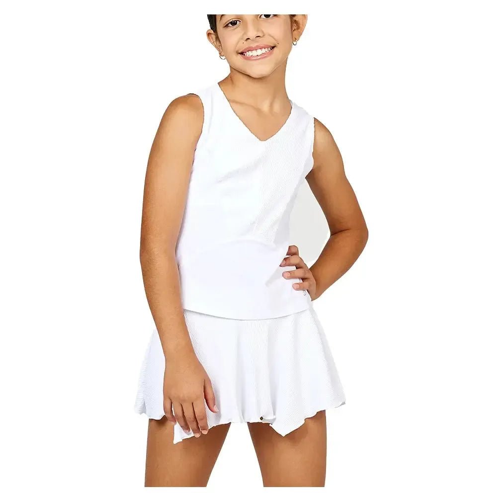 Girls' Tennis Tank White and Ripple JerseyTienda Tennis
