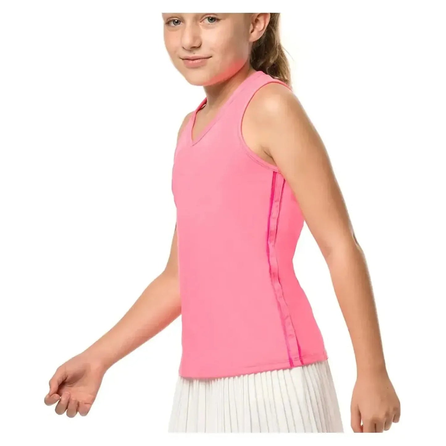 Girls' V - Neck Cutout Tennis Tank PinkTienda Tennis