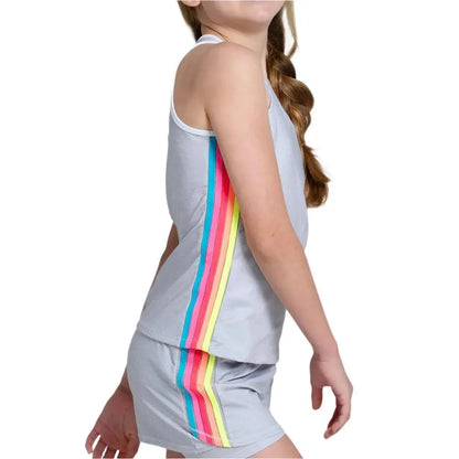 Girls'Heather Prisma Stripe Tank GrayTienda Tennis