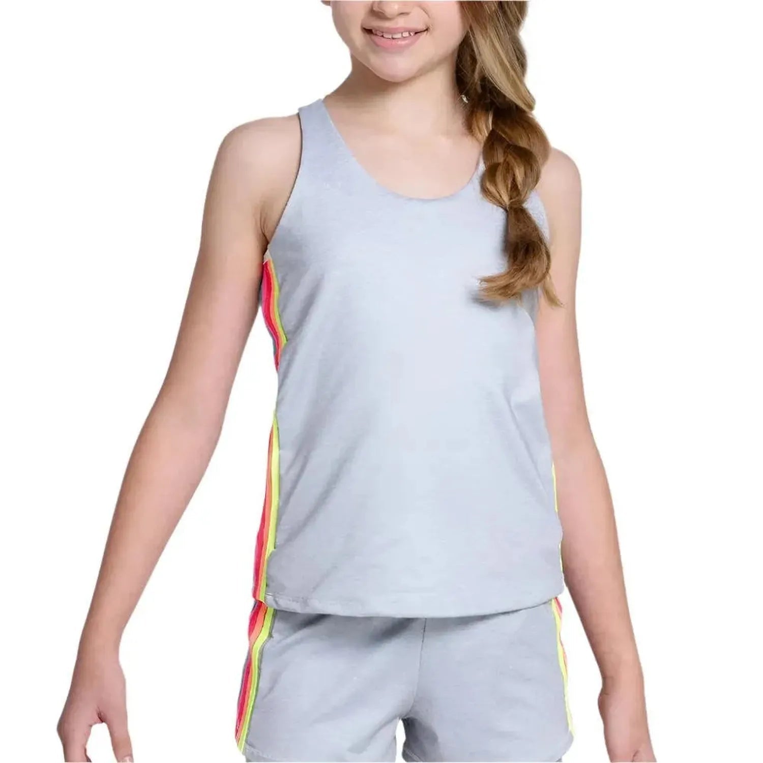 Girls'Heather Prisma Stripe Tank GrayTienda Tennis