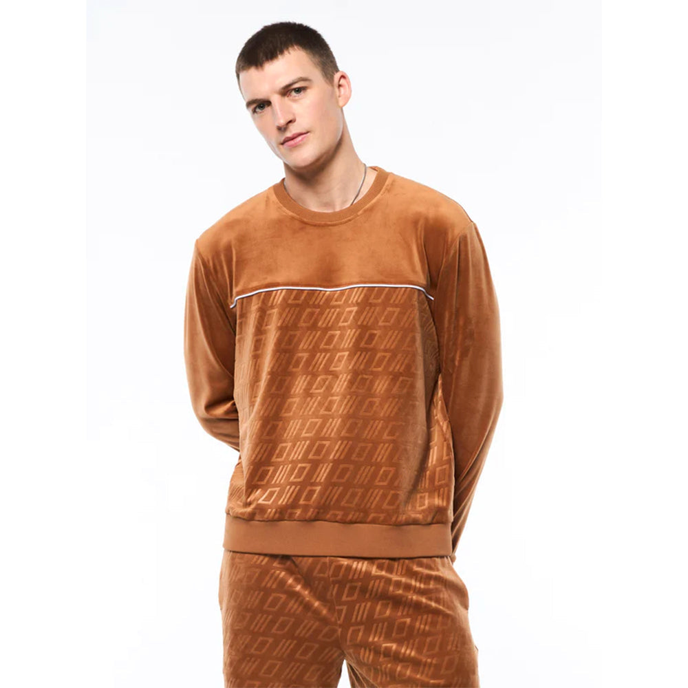 Sergio Tacchini Bandiera Debossed Velour Crewneck | Sugar Almond