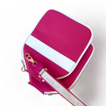 Fenix Sportier “The Addict” Leather Pickleball Cover - Fuchsia w/White