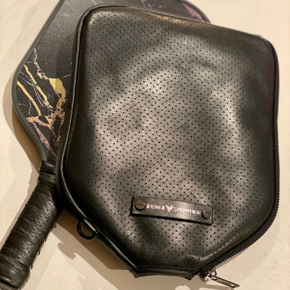 Fenix Sportier “The Addict” Leather Pickleball Bag - Black/Gunmetal