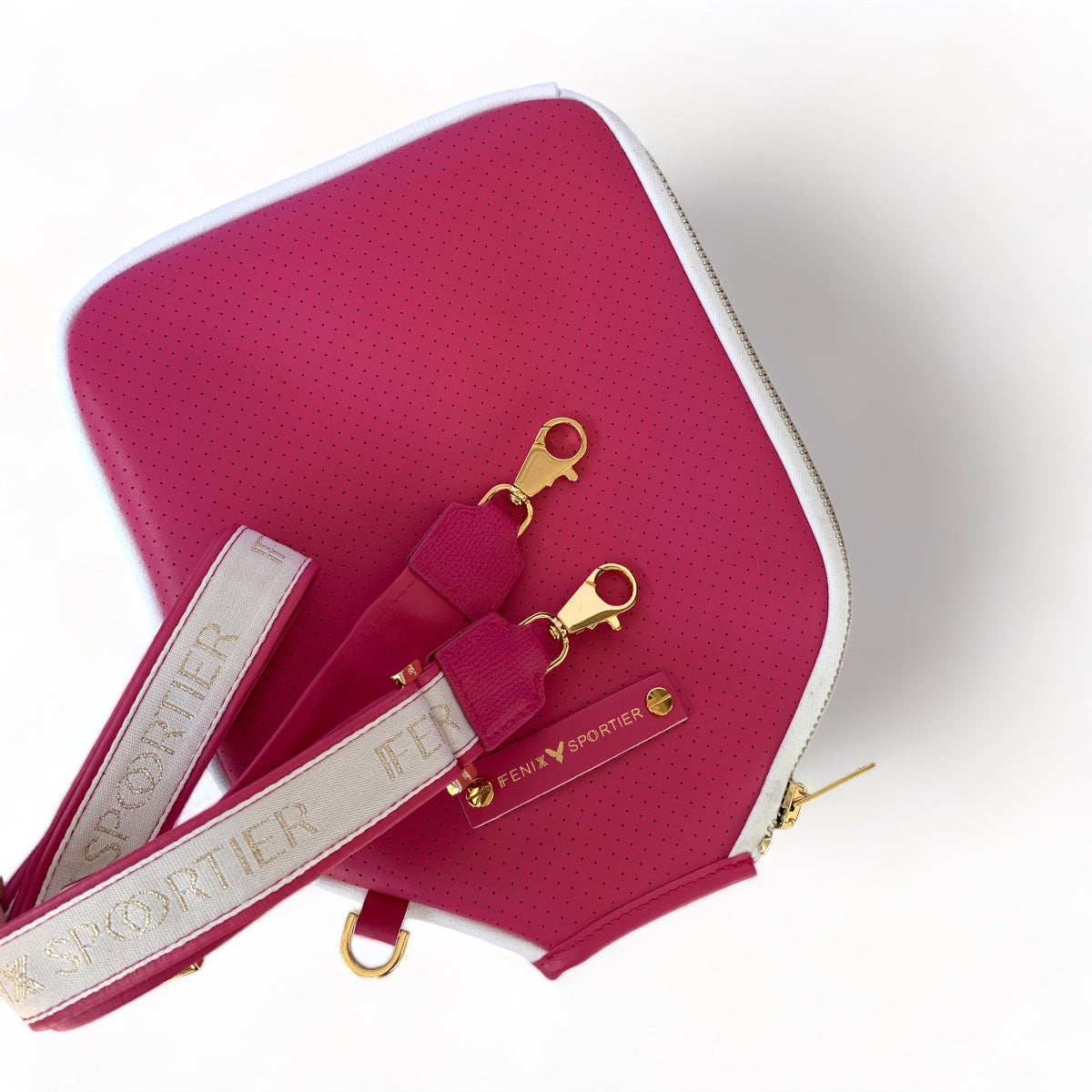 Fenix Sportier “The Addict” Leather Pickleball Cover - Fuchsia w/White