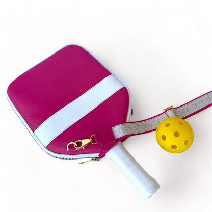 Fenix Sportier “The Addict” Leather Pickleball Cover - Fuchsia w/White
