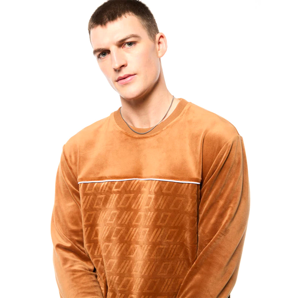 Sergio Tacchini Bandiera Debossed Velour Crewneck | Sugar Almond