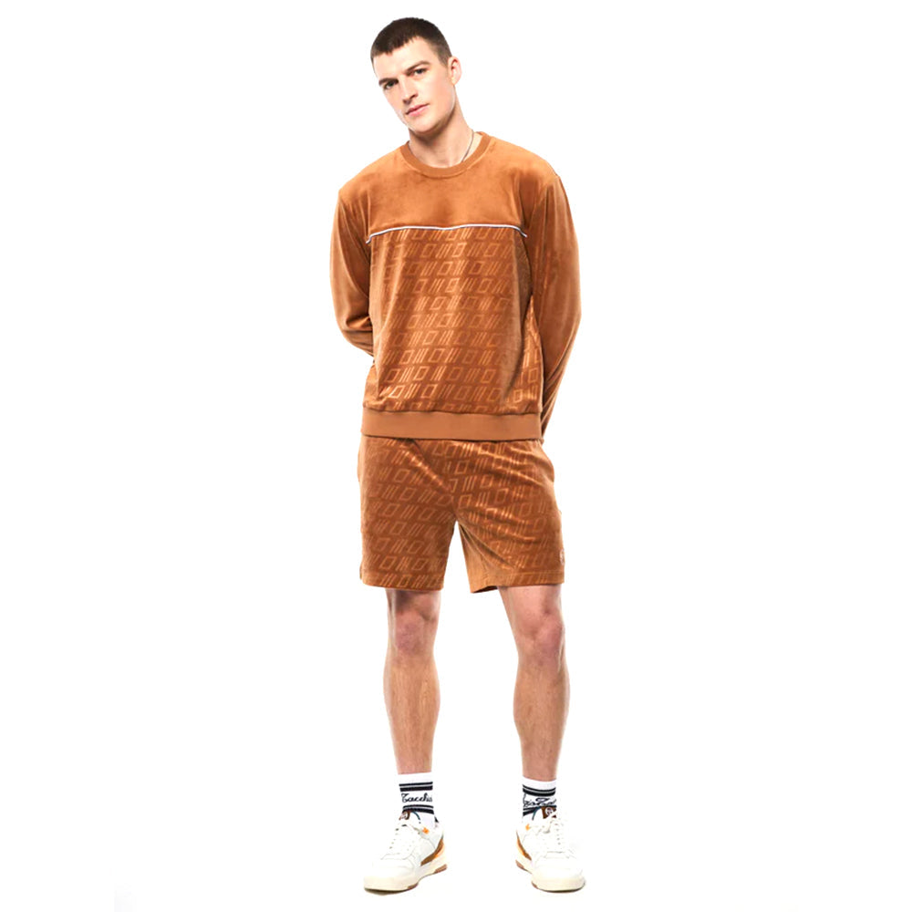 Sergio Tacchini Bandiera Debossed Velour Crewneck | Sugar Almond