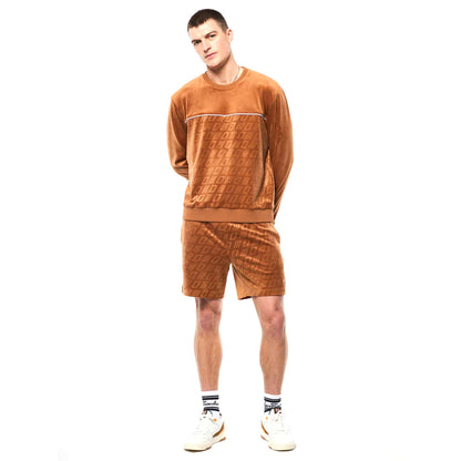 Sergio Tacchini Bandiera Debossed Velour Crewneck | Sugar Almond