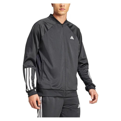 Men's 3 Stripe Knit Tennis Jacket BlackTienda Tennis