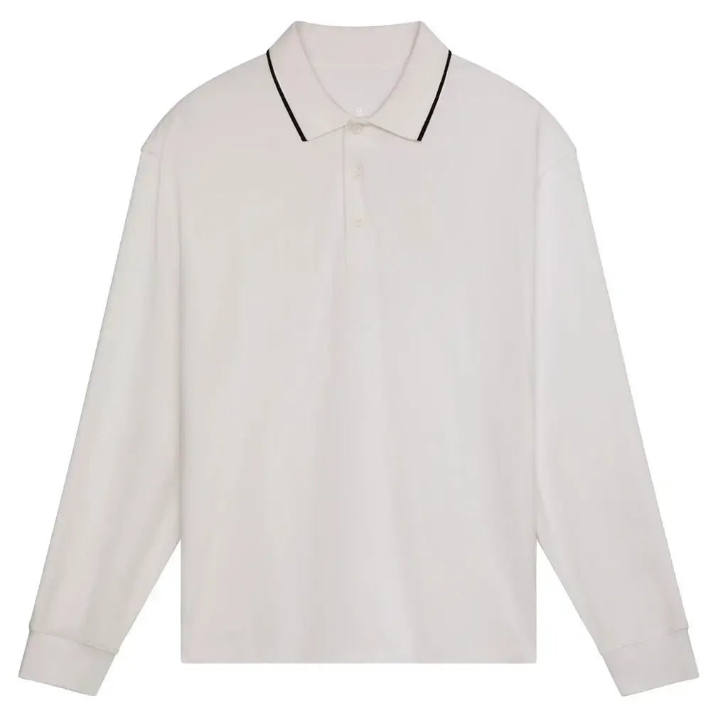 Men's Courtside Long Sleeve Tennis Polo WhiteTienda Tennis