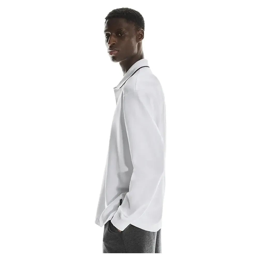 Men's Courtside Long Sleeve Tennis Polo WhiteTienda Tennis