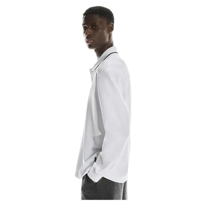 Men's Courtside Long Sleeve Tennis Polo WhiteTienda Tennis
