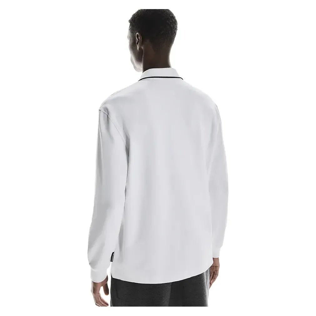 Men's Courtside Long Sleeve Tennis Polo WhiteTienda Tennis