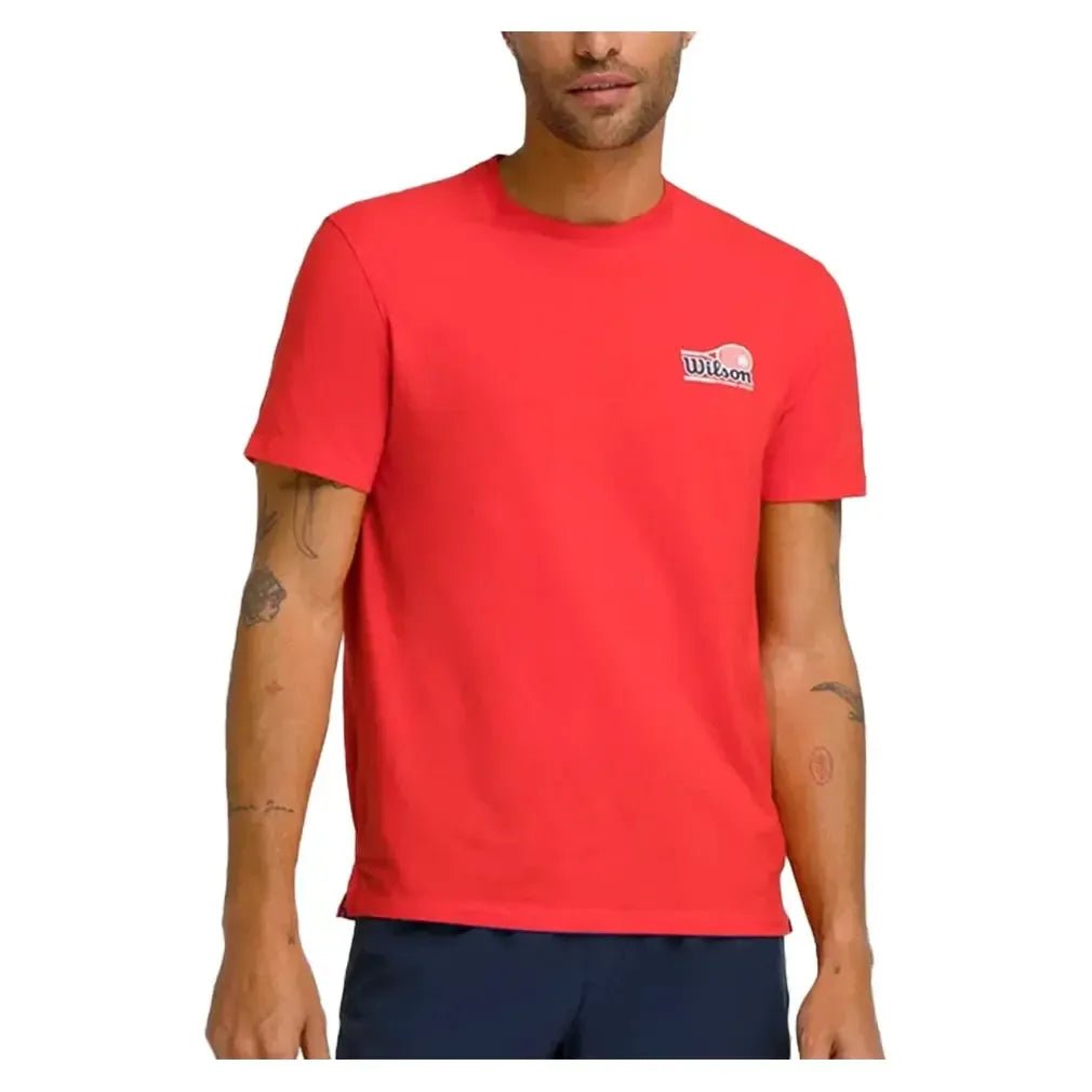 Men's Easy Street Tennis Tee Infrared and Classic NavyTienda Tennis