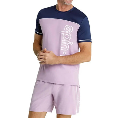 Men's Lionel Short Sleeve Pickleball Tee Lavender Mist and ChalkTienda Tennis