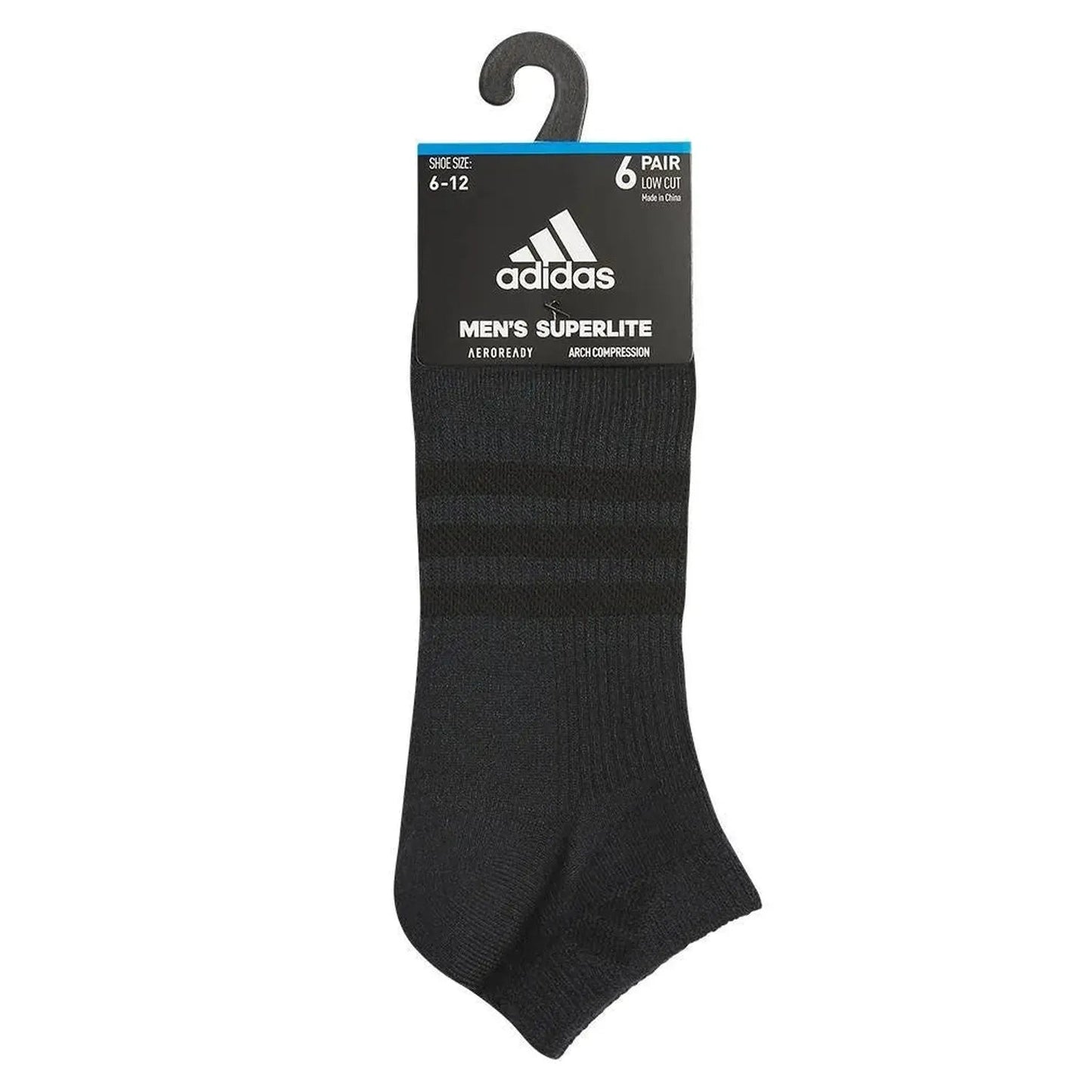 Men's Superlite 3.0 6 Pack Low Cut Tennis Socks Black and Night GreyTienda Tennis