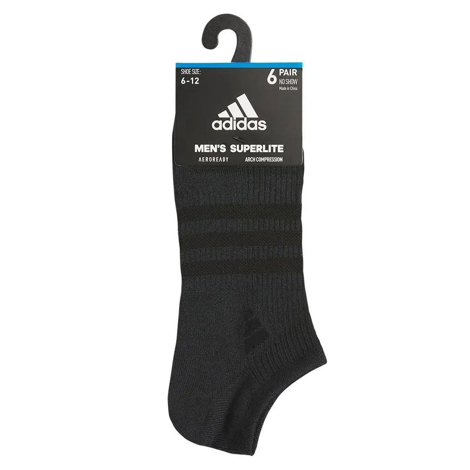 Men's Superlite 3.0 6 Pack No Show Tennis Socks Black and Night GreyTienda Tennis