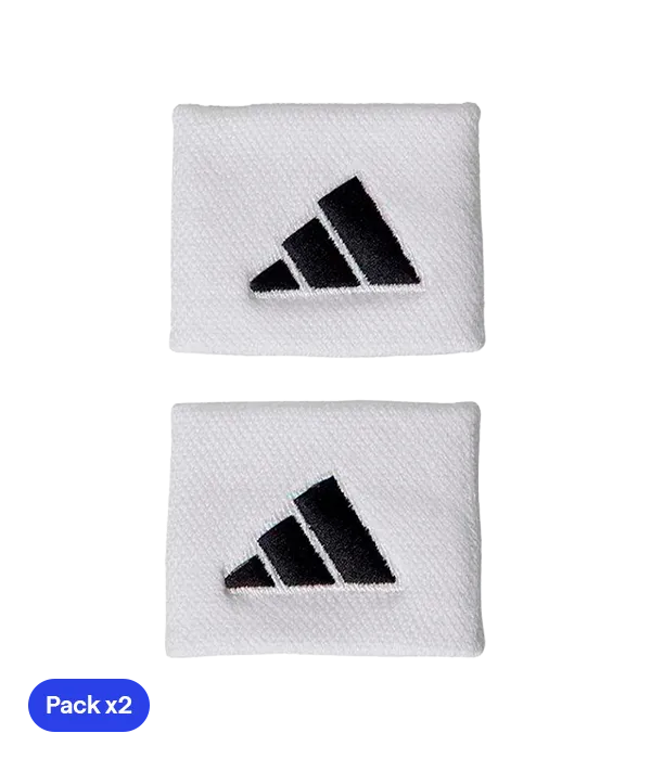 Wristband Cortas Adidas White Logo Grande (Pack x2)