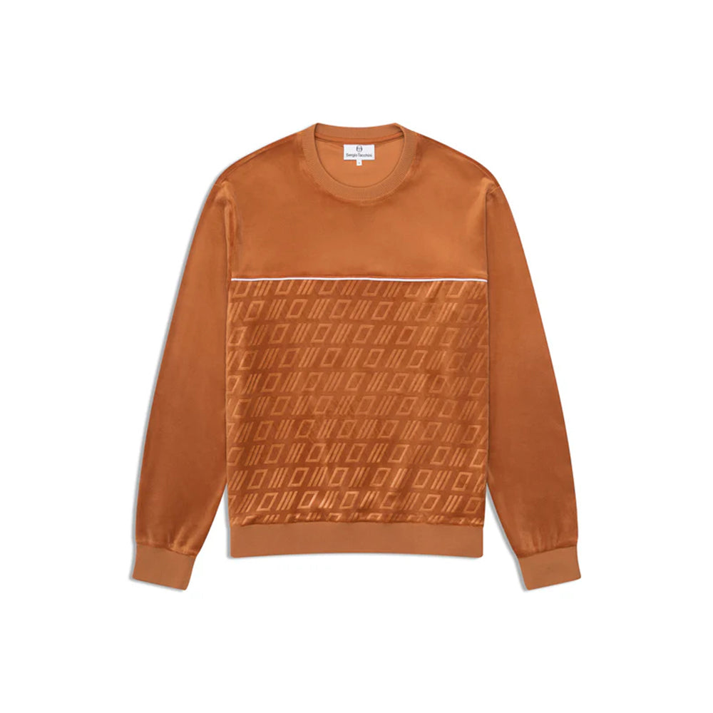 Sergio Tacchini Bandiera Debossed Velour Crewneck | Sugar Almond