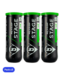 Balls  Dunlop Stage 1 Verde Tenis (Pack x3)