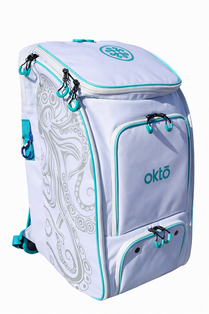 Oktō Pro Elite Paddle Sports Backpack | White & Teal