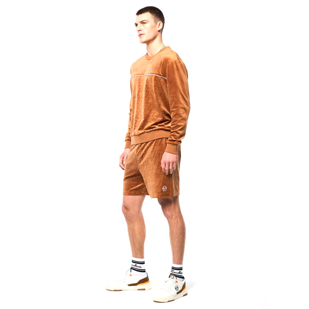 Sergio Tacchini Bandiera Debossed Velour Crewneck | Sugar Almond