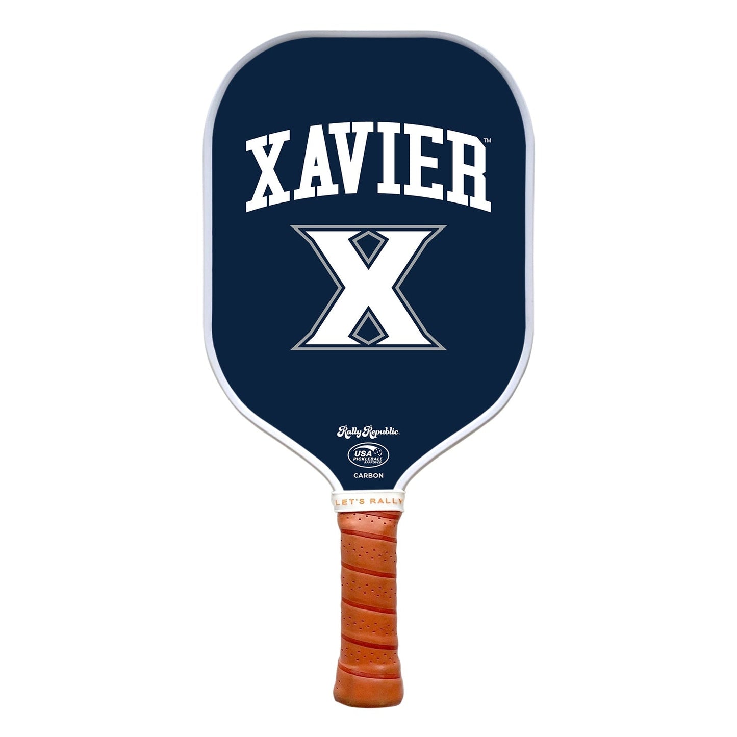 Rally Republic PIckleball Paddle - Xavier Musketeers Xavier Blue Primary Logo