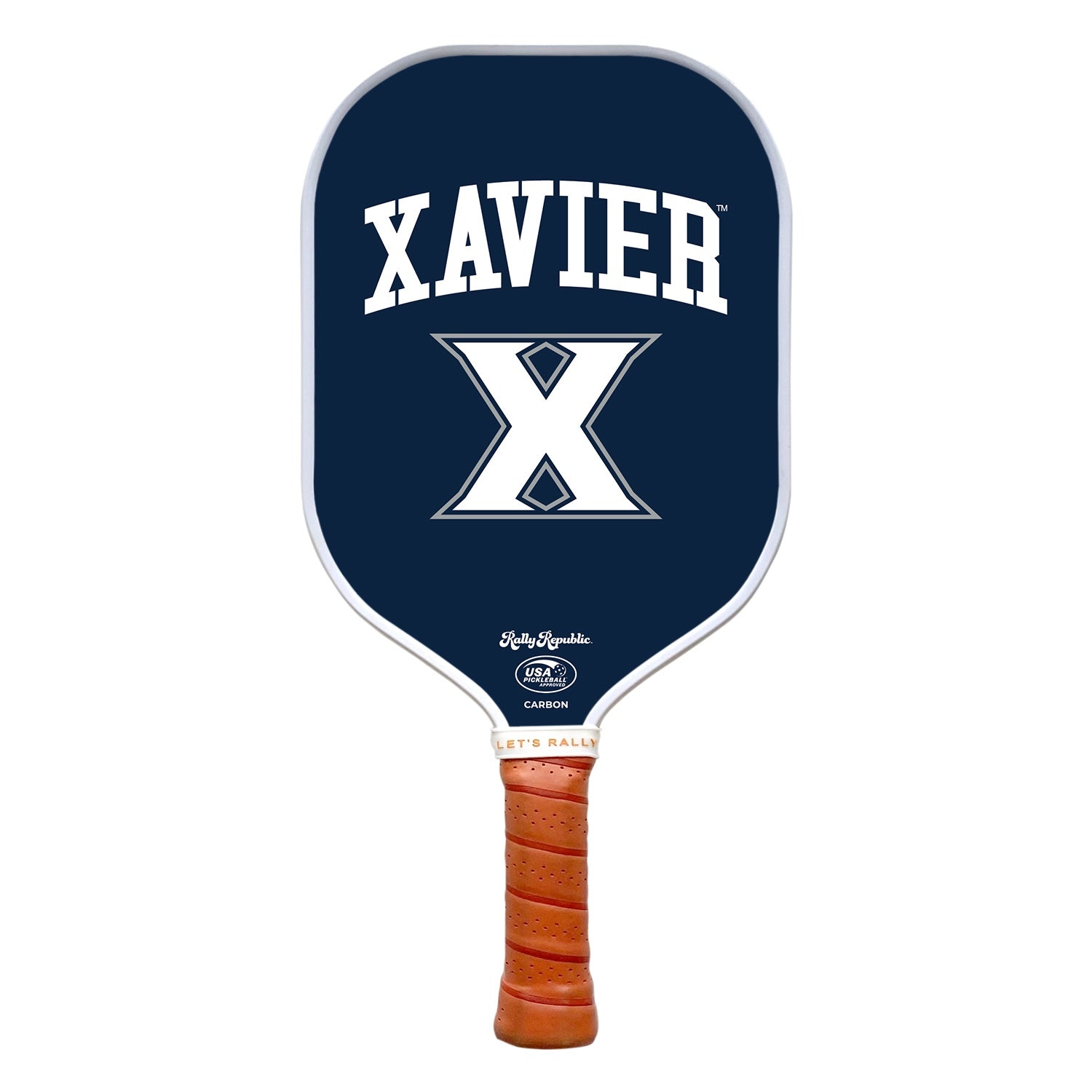 Rally Republic PIckleball Paddle - Xavier Musketeers Xavier Blue Primary Logo