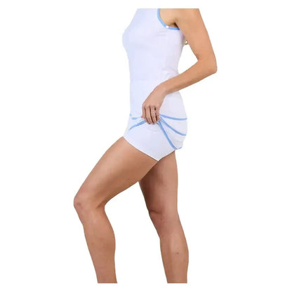 Women's 13 - inch Tennis Skort White and PeriwinkleTienda Tennis