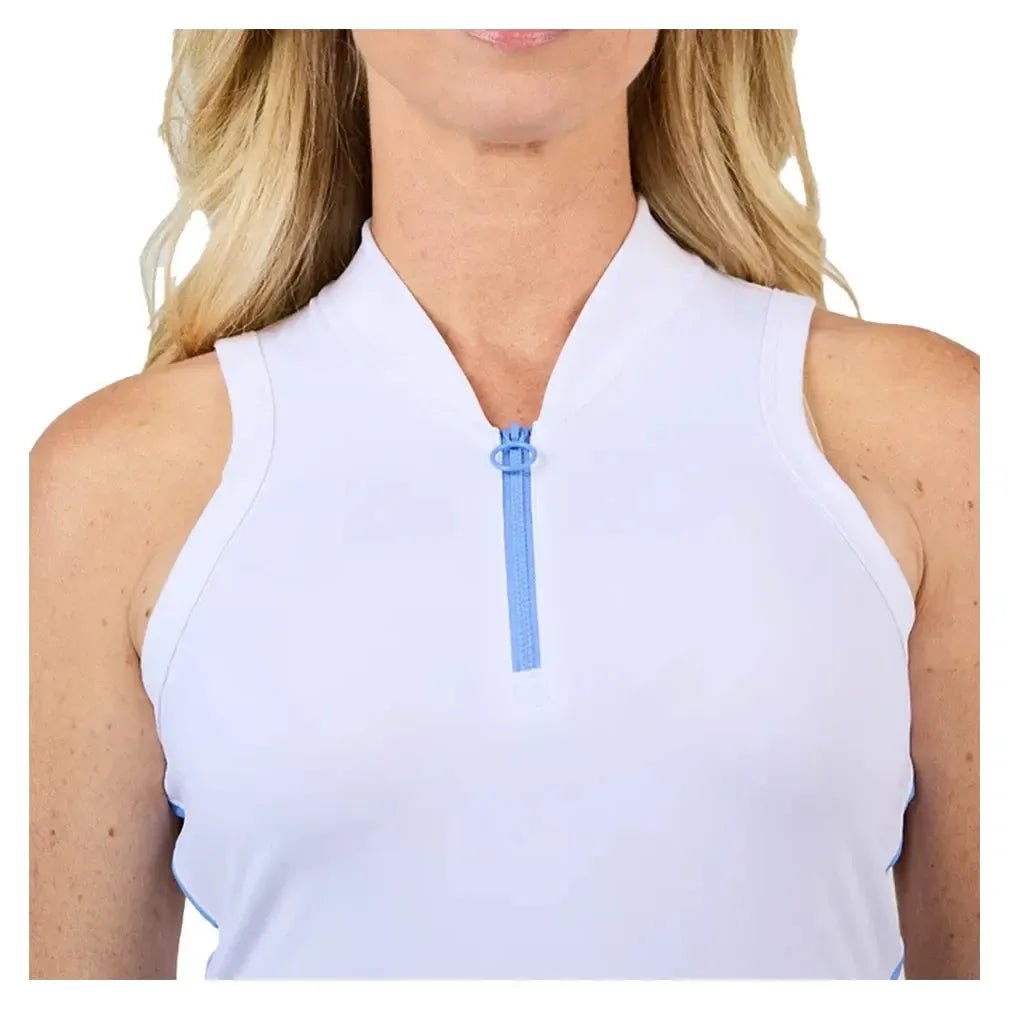 Women's 32 inch Tennis Dress White and PeriwinkleTienda Tennis